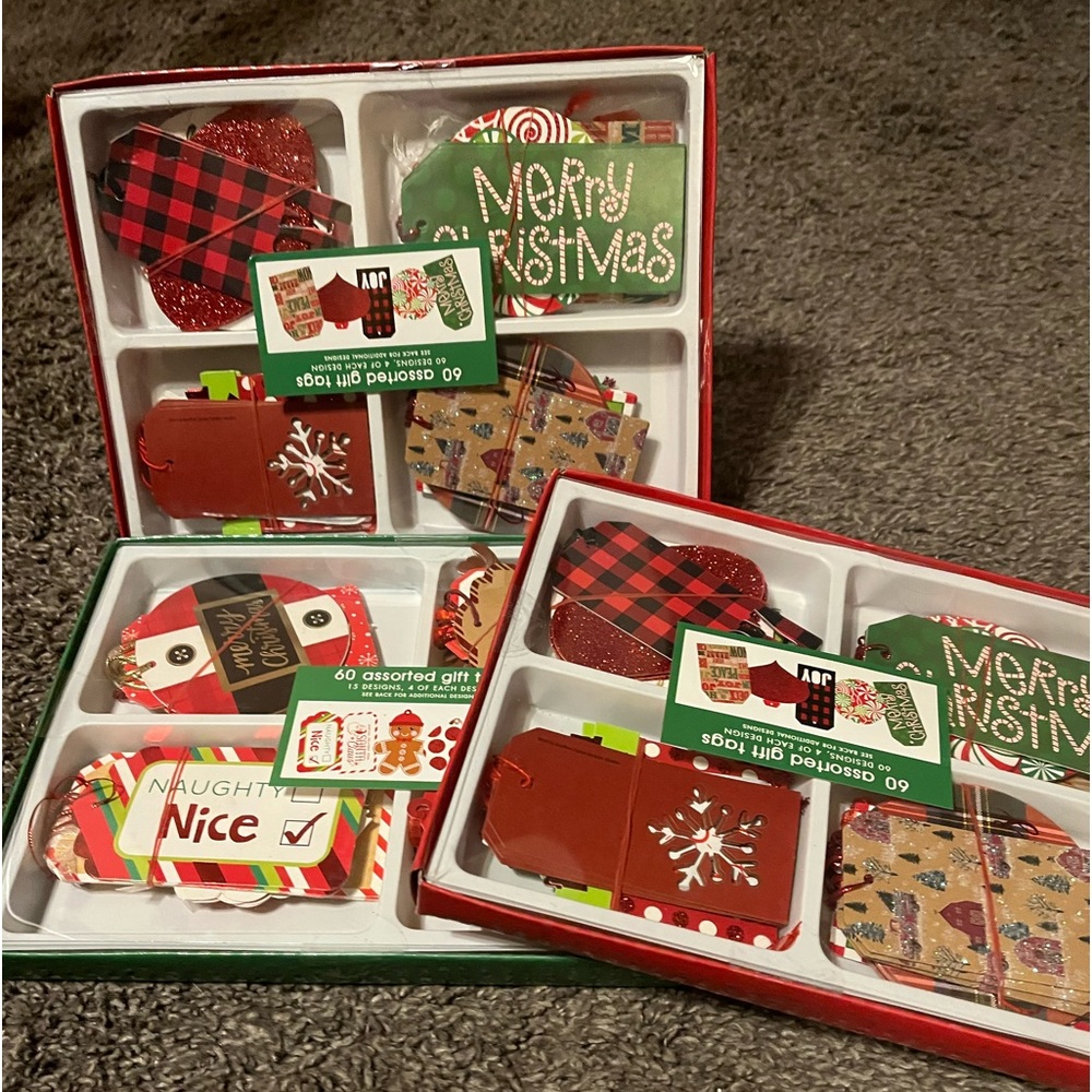3 boxes of cute name tags for your Christmas presents! Lots of fun! 60 in each!